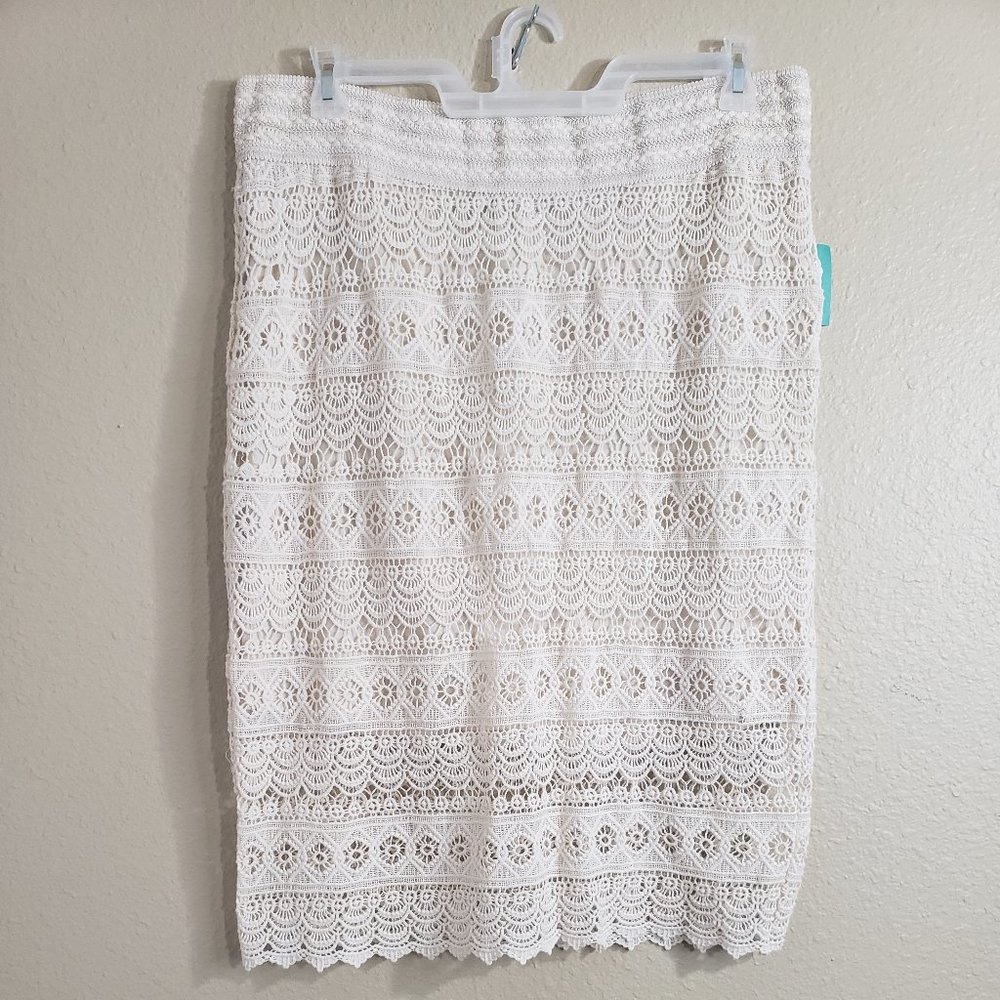 Maurices Cream/Ivory Crochet Pencil Skirt Size XL